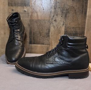 Johnston & Murphy Black Leather Lace-Up Boots Size 9